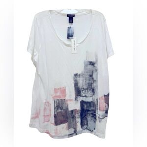 NWT Prabal Gurung for Lane Bryant 18/20 short sleeve white, gray & pink top